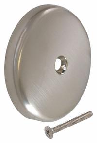 APPROVED VENDOR Overflow Face Plate: Stainless Steel, Brushed (MPN 35202). Key specifications — Color: Silver; Includes: Brass Screw; Material: Stainless Steel.