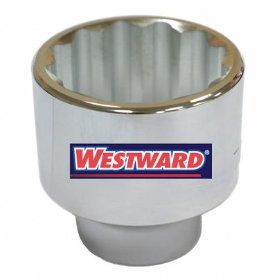 WESTWARD Socket: SAE, 1 in Drive Size, 2 1/16 in Socket Size, 12-Point, Std, Chrome - 1" Drive Hand Sockets
