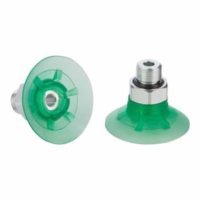SCHMALZ Vacuum Pad Assembly: G1/4 in, 43.7 mm Pad Dia, Elastodur ED, Green, 22.2 mm Pad Ht - Flat Type Packaging Industry Vacuum Pad Assemblies
