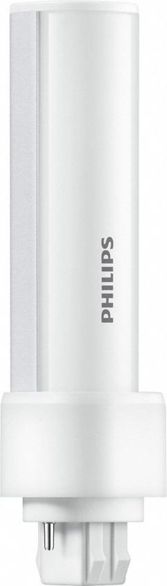 PHILIPS Compact LED Bulb: Type A, 2-Pin (GX23-2), Tube, LED, 4000K, 580 lm Light Output, 5 W Watt (MPN 5PL-C/LED/13H/840/IF5/P/2P 20/1). Key specifications — Brand: PHILIPS; Bulb Designation: 5PL-C/LED/13H/840/IF5/P/2P 20/1; Dimmable: No; Color Temperature: 4000K.