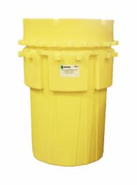 ENPAC Salvage Drum: Polyethylene, 180 gal, Screw-On Lid, Unlined/No Interior Coating, HDPE (MPN 1180-YE). Key specifications — Drum Material: Polyethylene; Drum Head Type: Open Head; UN Rating Solids: Not Rated; UN Rating Liquids: Not Rated; Interior Lining: Unlined/No Interior Coating; Drum Message Text: None; Closing Ring Material: HDPE; For Holding: Transformers.