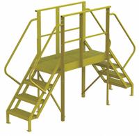 TRI-ARC Crossover Bridge: 3.3 ft Platform Ht, Steel, 1,000 lb Load Capacity, Perforated, 4 Steps (MPN 7CY96). Key specifications — Brand: TRI-ARC; Color: Yellow; Tread Type: Perforated.