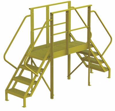 TRI-ARC Crossover Bridge: 3.3 ft Platform Ht, Steel, 1,000 lb Load Capacity, Perforated - Easy Descent Crossover Bridges