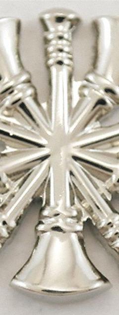 HEROS PRIDE Metal Rank Insignia: Chief Fire Bugles, 3/4 in, Silver, Metal, Clutch Pin, 1 PR (MPN 4448N). Key specifications — attr1074238: Clutch Pin; attr188498: 3/4 in; attr188499: Silver; attr188500: Metal; attr188503: Chief Fire Bugles; attr193746: HEROS PRIDE.