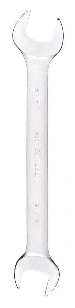 WESTWARD Open End Wrench: Alloy Steel, Satin, 1 1/8 in_1 1/16 in Head Size, 11 1/2 in Overall Lg (MPN 36A311). Key specifications — attr309776: No; attr309781: Satin; attr309780: Alloy Steel; attr324939: WESTWARD.