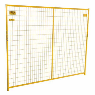 PERIMETER PATROL Security Barrier: 6 ft Ht, 7 1/2 ft Lg, Yellow, Single Panel, Steel - Modular Barricade Panels