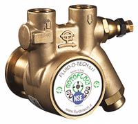FLUID-O-TECH Rotary Vane Pump: Direct Drive, Low-Lead Brass Body, 3/8" NPT, 40 gph Max. Flow (MPN PA 104X). Key specifications — Vane Material: Carbon; NSF 169 Listed: Yes; Relief Valve Type Included: Balanced; Brand: FLUID-O-TECH; Strainer: 75 Micron; Ports: 3/8" NPT; Relief Valve Type: Balanced.