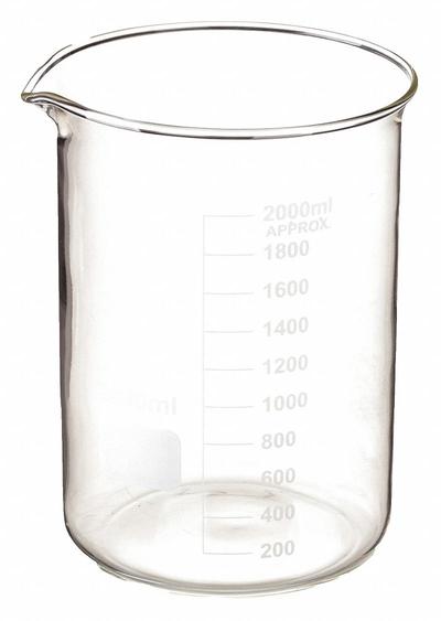 APPROVED VENDOR Beaker: 2 L, 67.6 fl oz, Low Form, Colorless, Glass - Low Form Glass Beakers