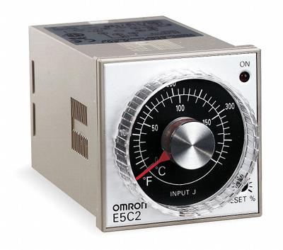 OMRON Temperature Controller: E5C2, 1/16 DIN Size, J Thermocouple, On/Off Action - Temperature Controllers