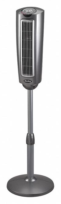 AIR KING Freestanding Fan: 3 1/2 in Blade Dia, 53 in Ht, 3 Speeds, Oscillating, Plastic, Plug-In (MPN 9535). Key specifications — Brand: AIR KING; Number of Speeds: 3; Guard Material: Plastic; Voltage: 120V AC; Oscillation: Oscillating; Includes Remote Control: Yes; Application: Home and Office; Power Source: Plug-In.