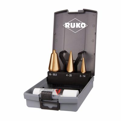 RUKO TOOLS Tube and Sheet Drill Set: 3 Pc, 3 mm to 30.5 mm, TiN-Coated HSS - High-Speed Steel Tube & Sheet Drill Bit Sets