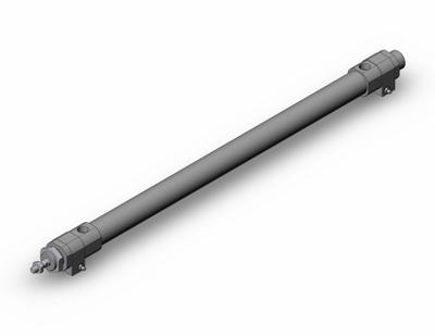 SMC Round Body Cylinder: 32 mm Bore, 500 mm Stroke, Non-Repairable, Aluminum - Double End Mount Cylinders