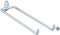 APPROVED VENDOR Double Rod Pegboard Hook: 1/4 in Peg Hole, For 1 in Pegboard Hole Spacing, 5 PK (MPN 5TPD8). Key specifications — Finish: Zinc-Plated; Color: Silver; Locking System: Screw-In; Mounting Type: Surface; Accessory Type: Double Rod Hook; Brand: APPROVED VENDOR.