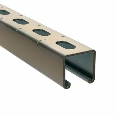 KINDORF Strut Channel - Slotted: Steel, Electroplated, 12 ga Gauge, Slotted Holes - Slotted Strut Channels