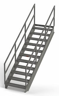 APPROVED VENDOR Portable Stairs: 10 ft Overall Ht, Steel, 500 lb Load Capacity, Serrated, 11 Steps (MPN IS84-36). Key specifications — Color: Gray; Brand: APPROVED VENDOR.