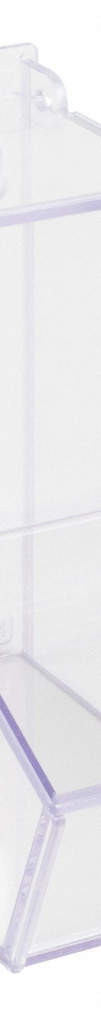 Lab Bulk Bin: 4 1/4 in Overall Wd, 9 in Overall Ht, 4 5/8 in Overall Lg, PETG, Clear, 2 Compartments (MPN BLKBNLD4-M). Key specifications — Material: PETG; Mounting Location: Wall; Color: Clear; Product Type: Bulk Bin; Total Holding Capacity: Misc Lab Supplies; Brand: POLTEX.