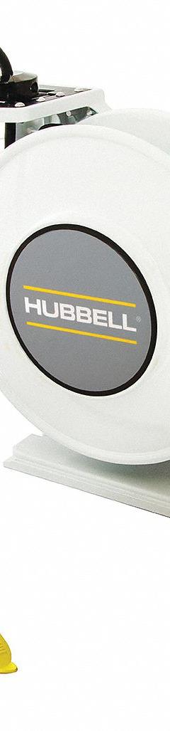 HUBBELL WIRING DEVICE-KELLEMS Extension Cord Reel: Ratchet Lock, 45 ft Cord Lg, 12 AWG, SJO, 5-20P (MPN HBLI45123GF220). Key specifications — Retractable Cord Ending NEMA Configuration: 5-20R; Feeder Cord Ending NEMA Configuration: 5-20P; Brand: HUBBELL WIRING DEVICE-KELLEMS.