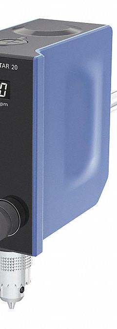 IKA Overhead Mixer: 2,000 RPM Max Speed, 20 N-cm, 10,000 cps Max Viscosity, 15 L Volume, 3.4 lb Wt (MPN 0025006561). Key specifications — Voltage: 100/240V; Maximum Torque: 20 N-cm; Mixing Speed Type: Variable; Brand: IKA; Display Type: Digital.