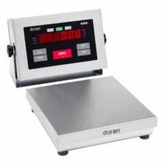 DORAN Industrial Bench Scale: 10 in x 10 in, IP69K, Corded Remote, Doran Scales Inc. (MPN 4310). Key specifications — Connection Ports: RS-232; Readability: 0.002 lb/1 g; Brand: DORAN; Weighing Surface Material: Stainless Steel.