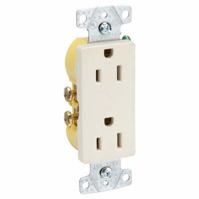 HUBBELL Receptacle: Decorator Duplex, 5-15, Light Almond, 125V AC, 15 A - General Purpose Receptacles