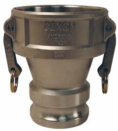 Cam and Groove Adapter: 125 psi Max. Working Pressure @ 70 F, 6 9/32 in Overall Lg, Nitrile (MPN 3020-DA-SS). Key specifications — Gasket Material: Nitrile; Fitting Type: Female Coupler x Male Adapter; Includes Locking Arm: Yes; Body Material: 316 Stainless Steel; Brand: DIXON VALVE & COUPLING.