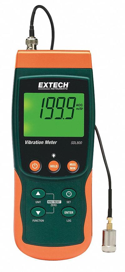 EXTECH Vibration Meter: Vibration, 10 Hz to 1 kHz, 7.87 in/sec Max Velocity Measured - Data Logging Vibration Meters