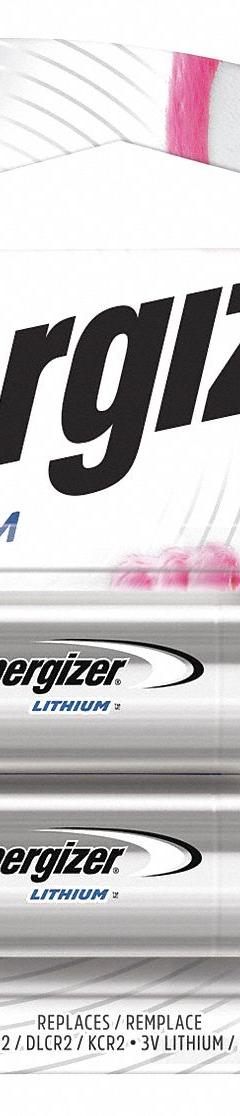 ENERGIZER Battery: CR2 Battery Size, Lithium, 800 mAh Capacity, 3V DC, 2 PK (MPN EL1CR2BP2). Key specifications — Battery Chemistry: Lithium; Brand: ENERGIZER.