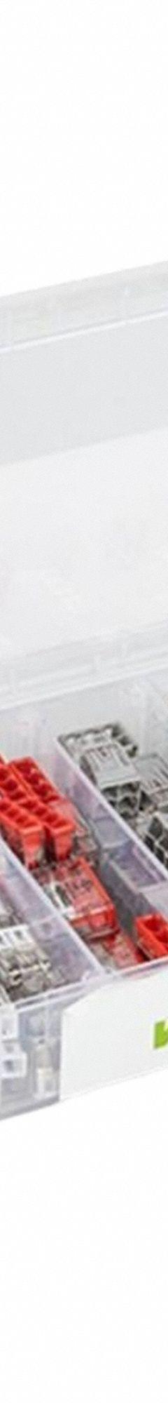 WAGO Wire Connector Kit: 115 Pieces, 20 AWG – 12 AWG Wire Sizes (MPN 887-800). Key specifications — Manufacturer Part Number: 887-800; Brand: WAGO; Includes: (15) Mfr. No. 2773-404 4-Conductor Red; Series: Compact Pushwire; Tool Included: Mounting Carriers.