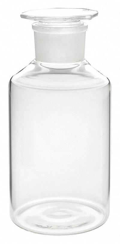 WHEATON Reagent Bottle: 500 mL, Closure Material: Glass Cap, Colorless, 10 Bottles - Clear Wide Mouth Round Glass Lab Bottles