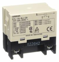 OMRON Enclosed Power Relay: Bracket Mounted, 30 A Current Rating, 24V AC, SPST-NO, 4 Pins/Terminals (MPN G7L-1A-BJ-CB-AC24). Key specifications — Brand: OMRON; Base Type: Square; Mounting Style: E-Bracket; Electrical Connection: Screw Terminal; Manufacturer Part Number: G7L-1A-BJ-CB-AC24; Operating Current: 25 A at 220V AC (Inductive Load); Series: G7L Series; Relay Bracket Type: E-Bracket (Sold Separately).