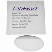 LABEXACT Glass Microfiber Filter: TSS, 4.25 cm Dia, 0.43 mm Thick, 1.5 um Pore Size (MPN 12K991). Key specifications — attr976405: Filter; attr976393: LABEXACT.