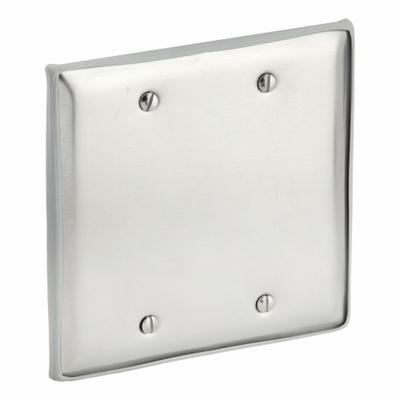CALBRITE Electrical Box Cover: 2 Gangs, Blank, For Square Box Shape - Stainless Steel Electrical Box Covers