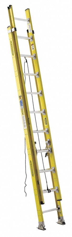 WERNER Extension Ladder: 20 ft Ladder Size - Non-Conductive Fiberglass Extension Ladders