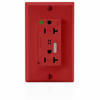 LEVITON Receptacle: Hospital Grade, Decorator Duplex, 5-20R, Red, 125V AC, 20 A, 2 Pole / 3 Wire (MPN T8380-R)
