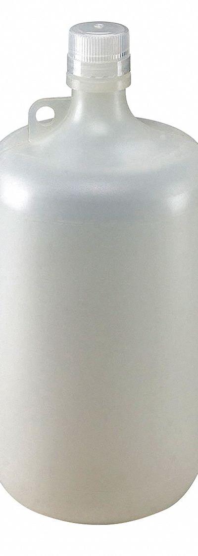 GLOBE SCIENTIFIC Sampling Bottle: Polypropylene, 1.05 gal, 4 L, Natural, Closure Included - Polypropylene Narrow Mouth Round Lab Bottles