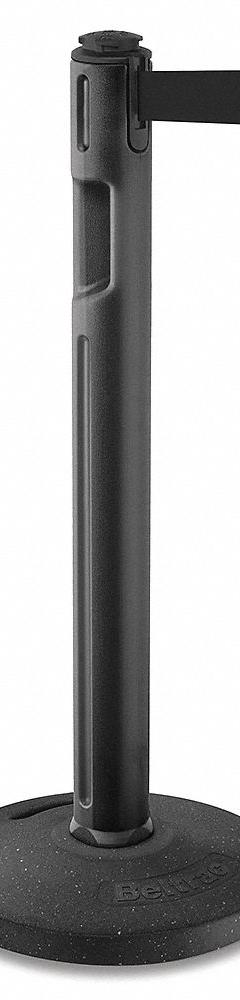 LAVI Barrier Post with Belt: Black, No Pattern, No Legend, 12 ft Belt Lg, Black, 12 ft x 2 in (MPN 80-5000R/BK/BK). Key specifications — Base Material: Rubber; Belt Color: Black; Brand: LAVI; Post Material: Plastic; Post Color: Black; Message: No Legend.