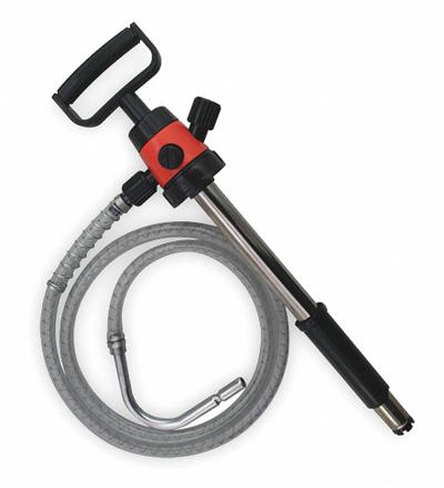 OILSAFE Hand Pump: Piston Action, Pump with Hose, Nozzle & Spout, ABS/Stainless Steel Housing - Down-Stroke Drum Pumps