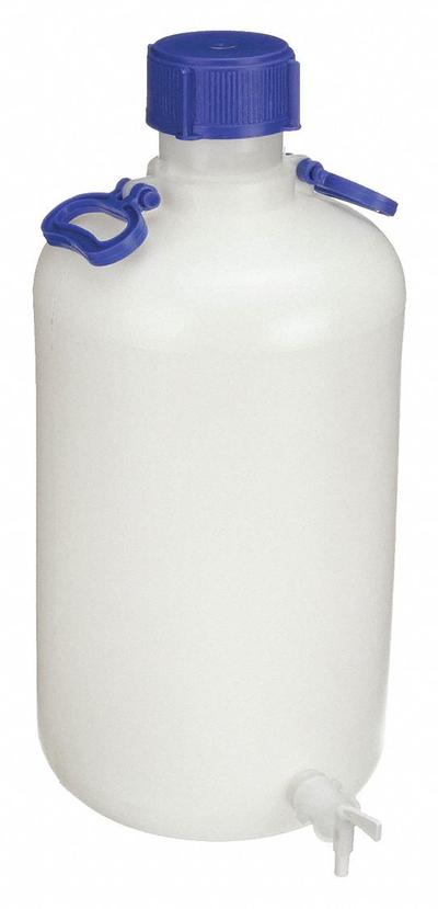 APPROVED VENDOR Carboy: 25 L, 6.6 gal, HDPE, 280 mm Body Dia, Spigot, 1 Handles - Swing-Handle Round Carboys & Jugs with Spigots