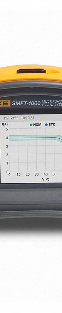 FLUKE Multifunction PV Analyzer Kit: LCD, 5 V DC Open Circuit Volt Measurement - Min, Datalogging (MPN FLK-SMFT-1000/KIT). Key specifications — Includes: TL1000/30M Test Lead on Reel; Manufacturer Part Number: FLK-SMFT-1000/KIT; Brand: FLUKE; Datalogging: Yes; Display: LCD; Subheading: Solar Analyzer Kits.