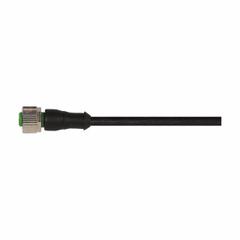 Cordset: M12 Female Straight X Bare Wire, 4 Pins, Black, PUR, 1 m Cable Lg, 4 A Max Current (A) (MPN 7000-12221-6340100). Key specifications — Cable Jacket Color: Black; End 1 Gender: Female; End 1 Mounting Orientation: Straight; End 2 Connection Type: Bare Wire; IP Rating: IP67; Brand: MURRELEKTRONIK; Wire Size: 22 AWG; Cable Jacket Material: PUR.