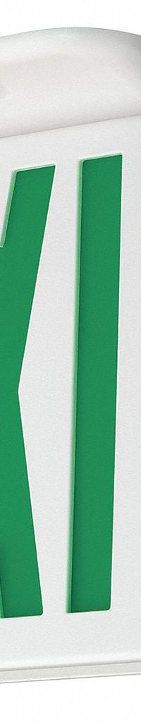 Exit Sign: LED, White, Green, 2 Faces, Ceiling/Wall, Not Battery Powered, Without Battery Backup (MPN CAG). Key specifications — Voltage: 120/277 V AC; Directional Indicators: Universal Field Selectable Chevrons; Text Color: Green; Brand: COMPASS; Emergency Battery Backup: No; Housing Color: White; Lighting Technology: LED; Remote Capable: No.
