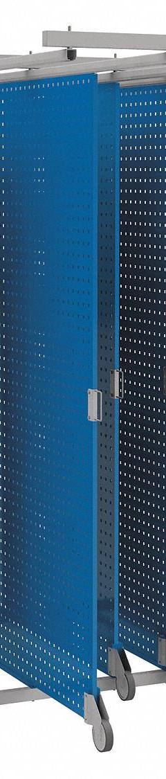 TRESTON Pegboard Floor Rack: Square, 3/8 in Peg Hole Size, 84 in x 40 in x 42 in, Steel, Blue (MPN 830518-07P). Key specifications — Material: Steel; Finish: Powder Coated; Peg Hole Shape: Square; Includes: Casters; Color: Blue; Brand: TRESTON.