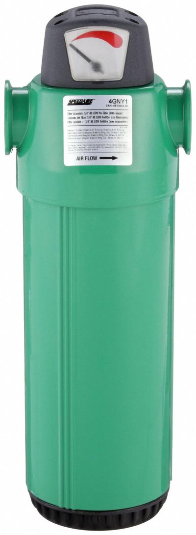 SPEEDAIRE Compressed Air Filter: 5 micron, 3/4 in NPT, 88 cfm, 290 psi Max Op Pressure - Particulate Filters for Dirt & Water Removal