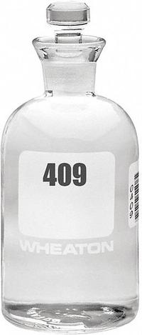 WHEATON BOD Bottle: 300 mL, Stopper, 165 mm, Colorless, # Sequence: 409-432, Closure Included (MPN 227497-18). Key specifications — Closure Type: Stopper; Mouth Size: Narrow; Brand: WHEATON; Body Color: Colorless.