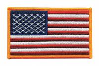 HEROS PRIDE Embroidered Patch: U.S. Flag, 4 in x 2 1/2 in, Gold, Plastic, Sew-On, Flag (MPN 7362). Key specifications — attr1074238: Sew-On; attr188498: 4 in x 2-1/2 in; attr188499: Gold; attr188500: Plastic; attr188503: U.S. Flag; attr193746: HEROS PRIDE.