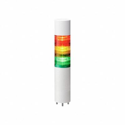 PATLITE Tower Light Assembly: 3 Tier, Sounder Tier Included, IP67/IP69K - Three-Tier Tower Light Assemblies