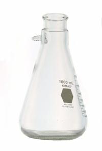 KIMBLE Filtering Flask: 25 mL, Colorless, Conical, A, 3 Compatible with Stopper Size (MPN 27060-25). Key specifications — Shape: Conical; Body Color: Colorless; Brand: KIMBLE; Compatible with Stopper Size: 3; USP Specification: Type I.