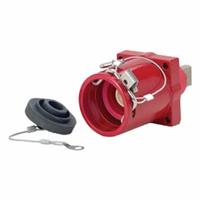 Single Pole Receptacle: Red, Straight 45° Clevis Pin Mating, One-Hole Bus Bar Termination, 1,135 A (MPN 49FR1-XR). Key specifications — Series: 49; Receptacle Gender: Female; Brand: LEVITON.