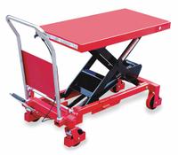 DAYTON Scissor Lift Table: 2,000 lb Load Capacity, 40 in L x 20 in W, 39 in Max Lifting Ht, Steel (MPN 6W804). Key specifications — Platform Material: Steel; Brand: DAYTON.