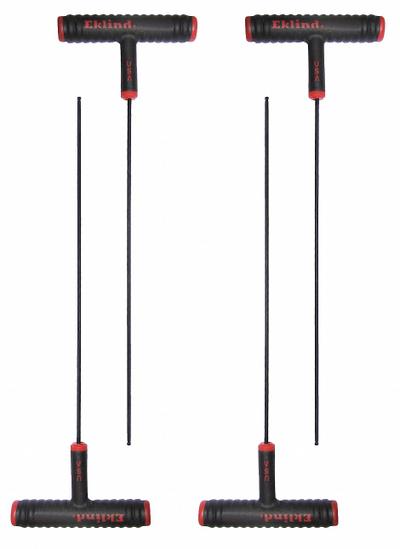 EKLIND Hex Key: 1 Ball Ends, 7/64 in Tip Size, SAE, Long, Alloy Steel, Black Oxide - T-Shaped Hex Keys